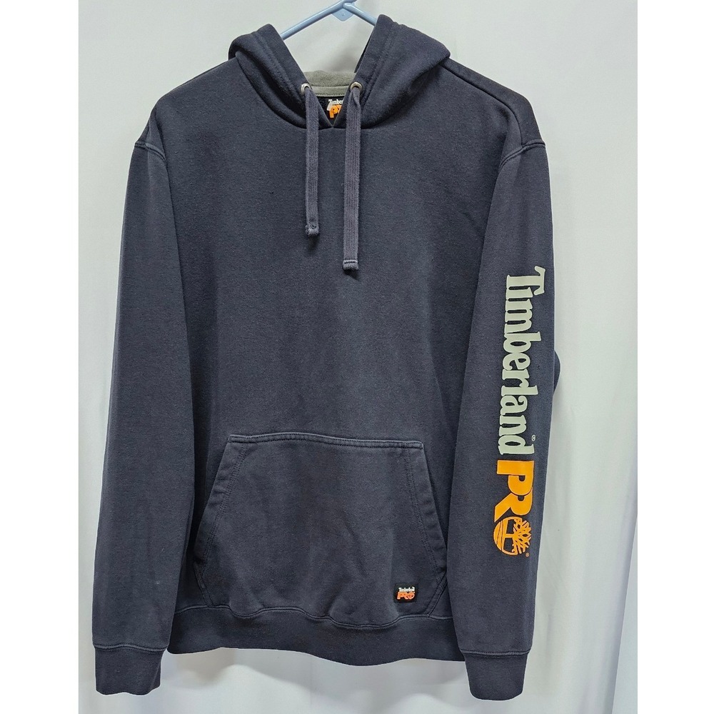 Timberland PRO Mens Logo Sleeve Hoodie Navy Blue Original Fit Sweatshirt Size M